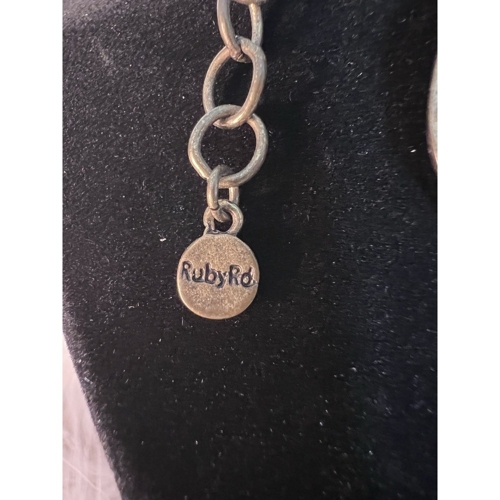 Ruby Rd. Vintage Pink Red Cabochon Bib Statement Necklace Boho-Chic Hammered - Picture 8 of 16